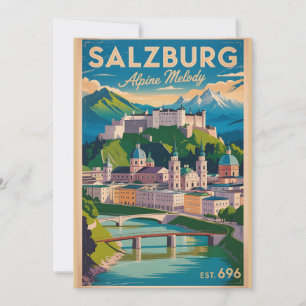 Cartes Pour Fêtes Annuelles Salzbourg Autriche Rétro Ciel Ville Voyage