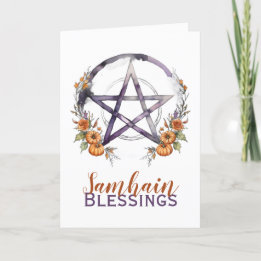 Cartes Pour Fêtes Annuelles Samhain Bénédictions Citrouilles & Pentacle Hallow