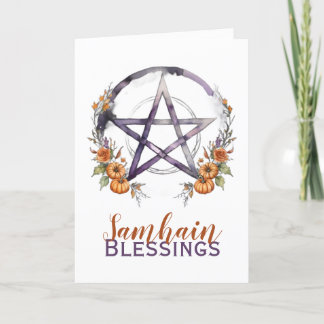 Cartes Pour Fêtes Annuelles Samhain Bénédictions Citrouilles & Pentacle Hallow