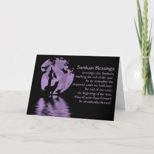 Cartes Pour Fêtes Annuelles Samhain Blessings Witch Wolf Raven Owl
