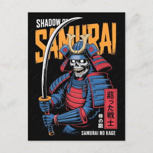 Cartes Pour Fêtes Annuelles Samouraï Chat Noir Guerrier Japonais Vintage