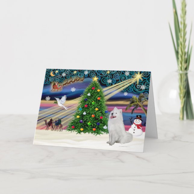 Cartes Pour Fêtes Annuelles Samoyed de Noël (Devant)