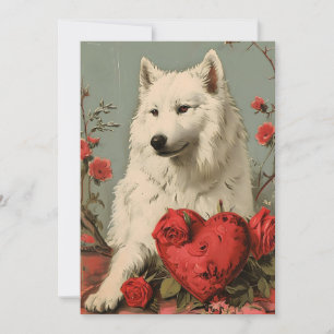 Cartes Pour Fêtes Annuelles Samoyed Saint-Valentin vintage 