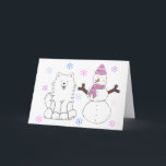 Cartes Pour Fêtes Annuelles Samoyed & Snowman<br><div class="desc">Cet article a mon design Samoyed & Snowman dessus.  Merveilleux design de vacances à donner en cadeau ou à garder pour vous-même.</div>