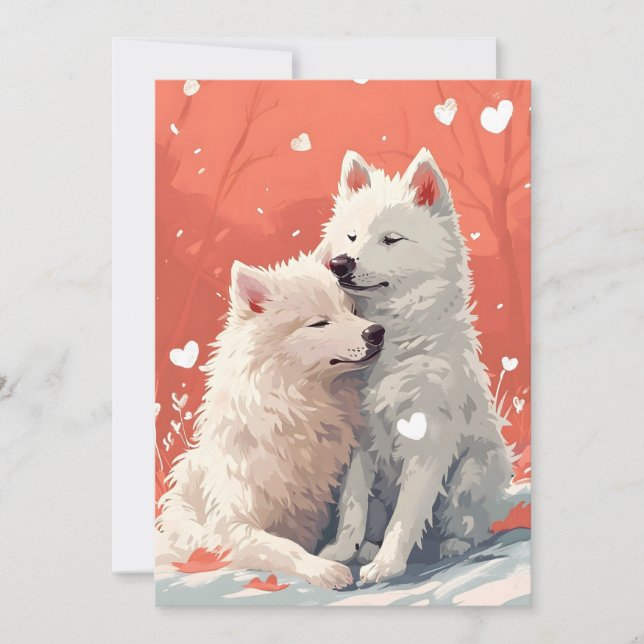 Cartes Pour Fêtes Annuelles Samoyed Valentine's day (Devant)