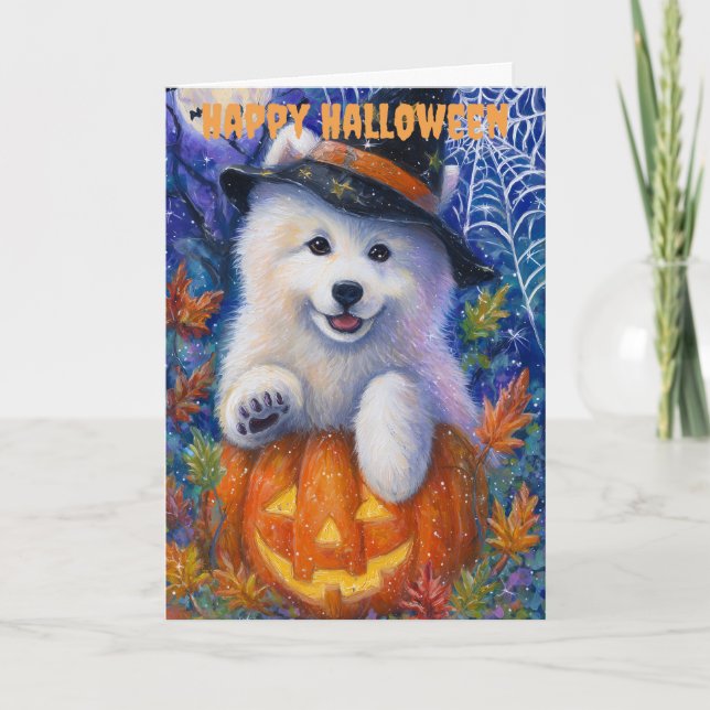 Cartes Pour Fêtes Annuelles Samoyède de Halloween (Devant)