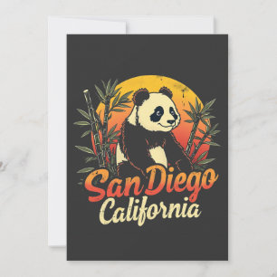 Cartes Pour Fêtes Annuelles San Diego California Retro Sunset Panda Vintage