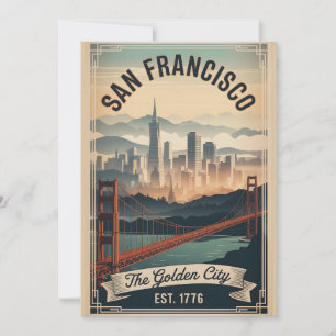 Cartes Pour Fêtes Annuelles San Francisco Californie Ville Dorée Rétro Vintage