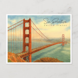 Cartes Pour Fêtes Annuelles San Francisco Golden Gate Aquarelle Voyage 
