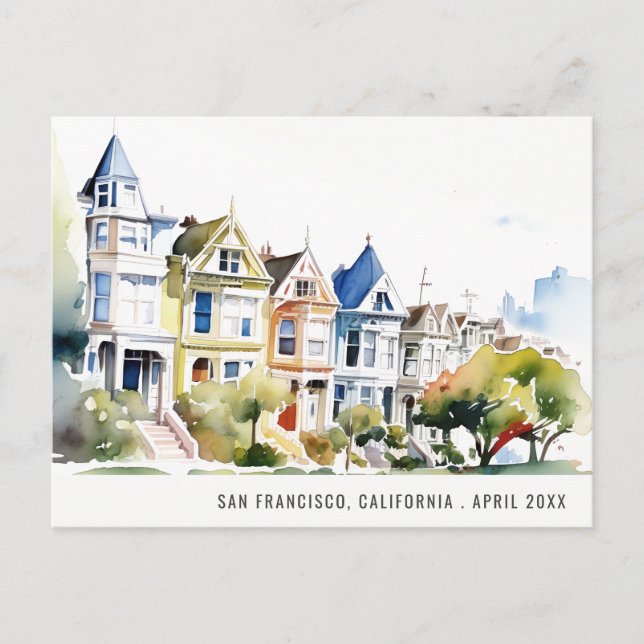Cartes Pour Fêtes Annuelles San Francisco Painted Ladies Landscape Travel (Devant)