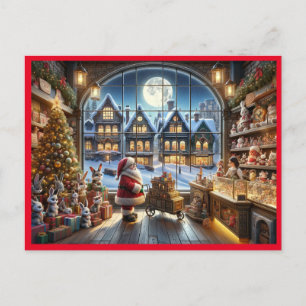 Cartes Pour Fêtes Annuelles Sanda Claus au magasin de jouets