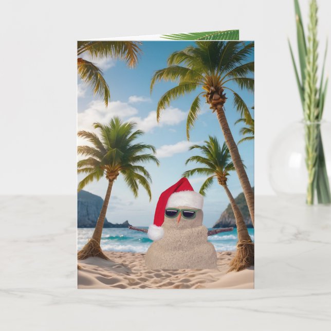 Cartes Pour Fêtes Annuelles Sandman de Noël tropical (Devant)