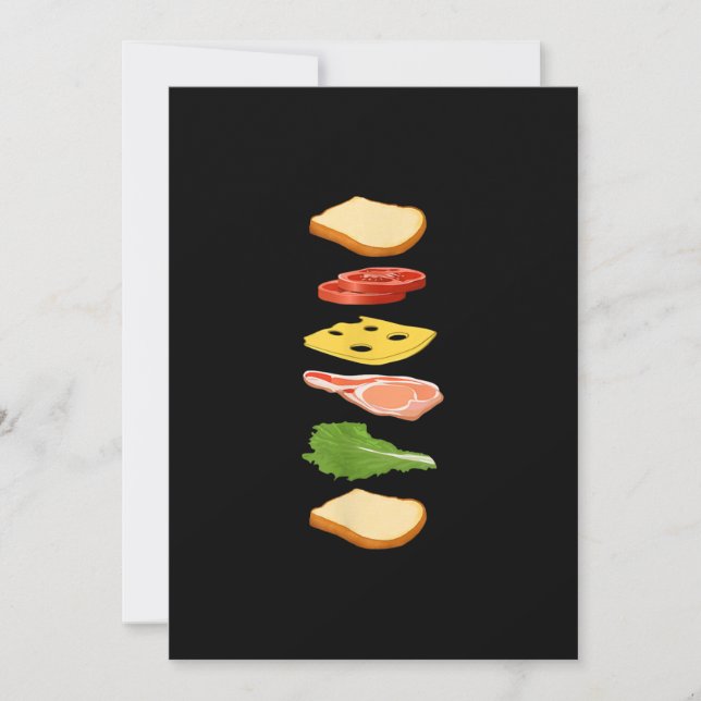 Cartes Pour Fêtes Annuelles Sandwich au fromage et jambon pour gourmets (Devant)