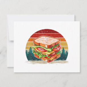 Cartes Pour Fêtes Annuelles Sandwich Food Vintage Style Retro Sandw détendu