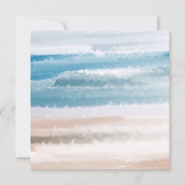 Cartes Pour Fêtes Annuelles Sandy Beach Ocean Waves Aquarelle Abstraite (Devant)