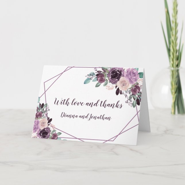 Cartes Pour Fêtes Annuelles Sangria Purple Mauve Floral Mariage géométrique (Devant)