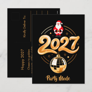 Cartes Pour Fêtes Annuelles Santa 2026 Mode Fête Or Disco Noël