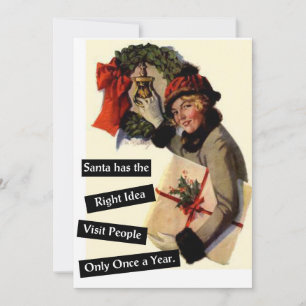 Cartes Pour Fêtes Annuelles Santa a la bonne idée Vacances drôles et amusantes