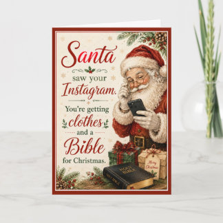 Cartes Pour Fêtes Annuelles Santa a vu votre Instagram Drôle de Noël