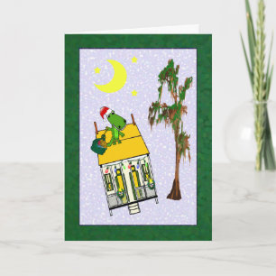 Cartes Pour Fêtes Annuelles Santa Alligator Cajun House Christmas (green)