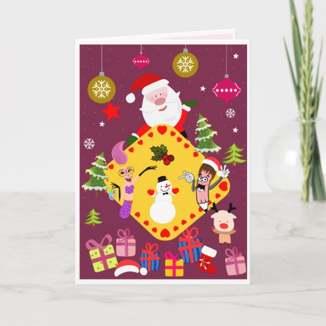 Cartes Pour Fêtes Annuelles Santa and Friends | (Devant)