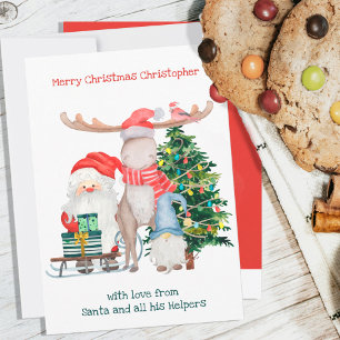 Cartes Pour Fêtes Annuelles Santa and His Helpers Cute Personalized Kids