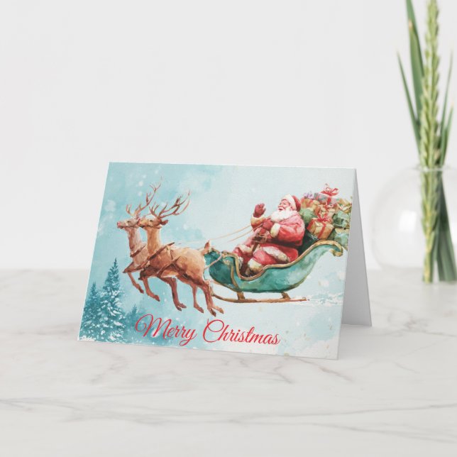 Cartes Pour Fêtes Annuelles Santa and his Sleigh (Devant)