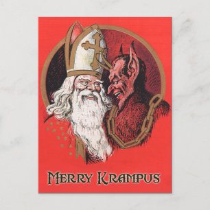 Cartes Pour Fêtes Annuelles Santa and Krampus Postcard