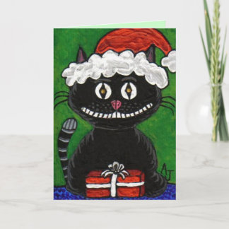 Cartes Pour Fêtes Annuelles SANTA BOBO the BLACK CAT