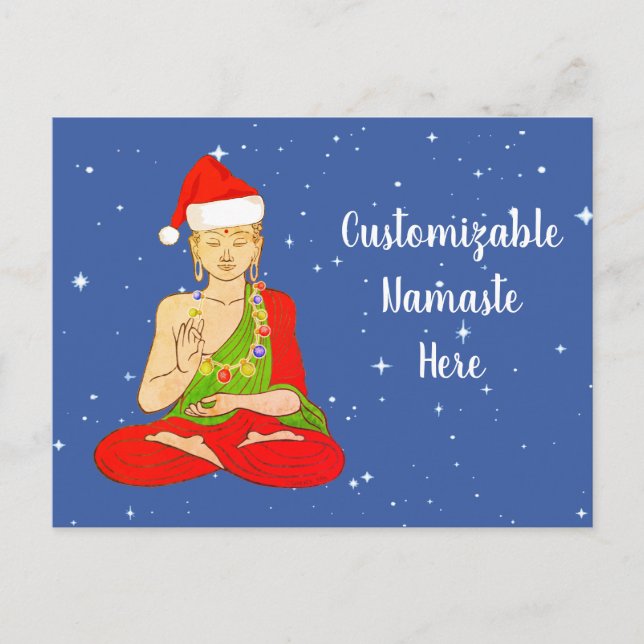 Cartes Pour Fêtes Annuelles Santa Buddha Namaste Personnalisable (Devant)