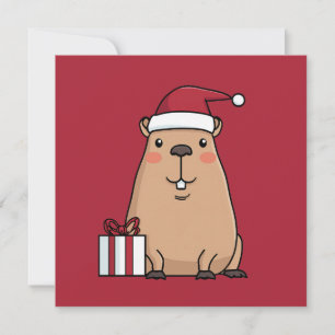 Cartes Pour Fêtes Annuelles Santa Capybara Vacances Amusantes