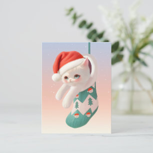 Cartes Pour Fêtes Annuelles Santa Cat : Bao Bao dans l'art de la chaussette de