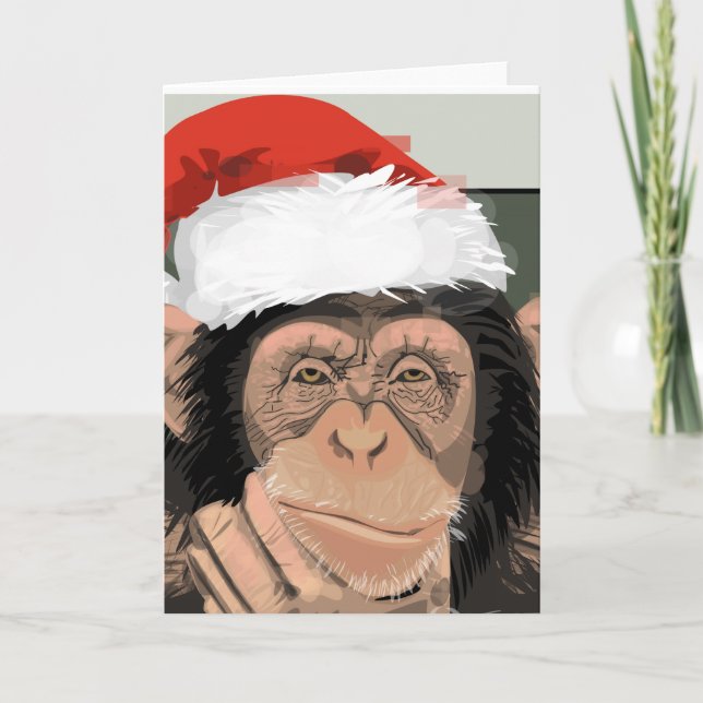 Cartes Pour Fêtes Annuelles Santa Chimp (Devant)