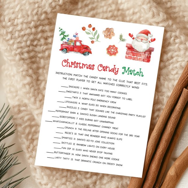 Cartes Pour Fêtes Annuelles Santa Christmas Candy Match Game (Christmas Party Games)