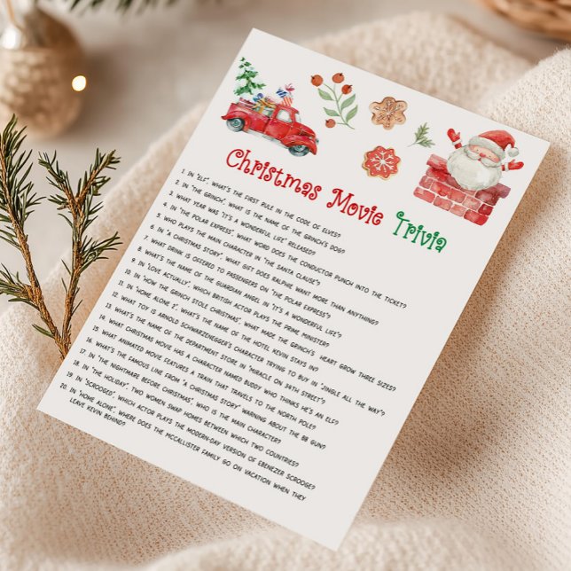 Cartes Pour Fêtes Annuelles Santa Christmas Movie Trivia Game (Christmas Party Games)