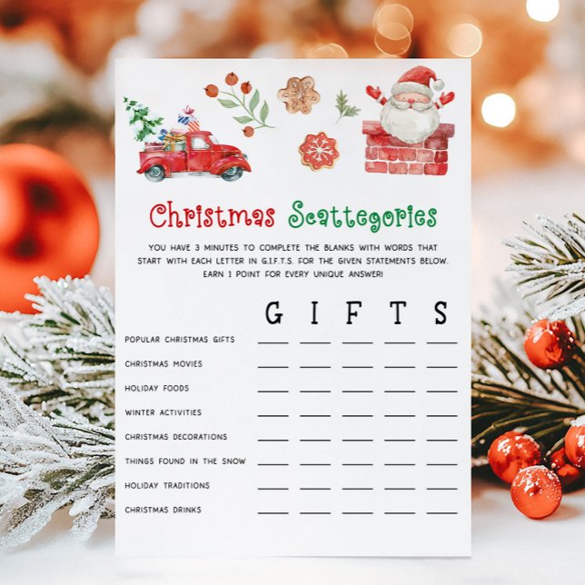 Cartes Pour Fêtes Annuelles Santa Christmas Scattegories Game (Christmas Party Games)