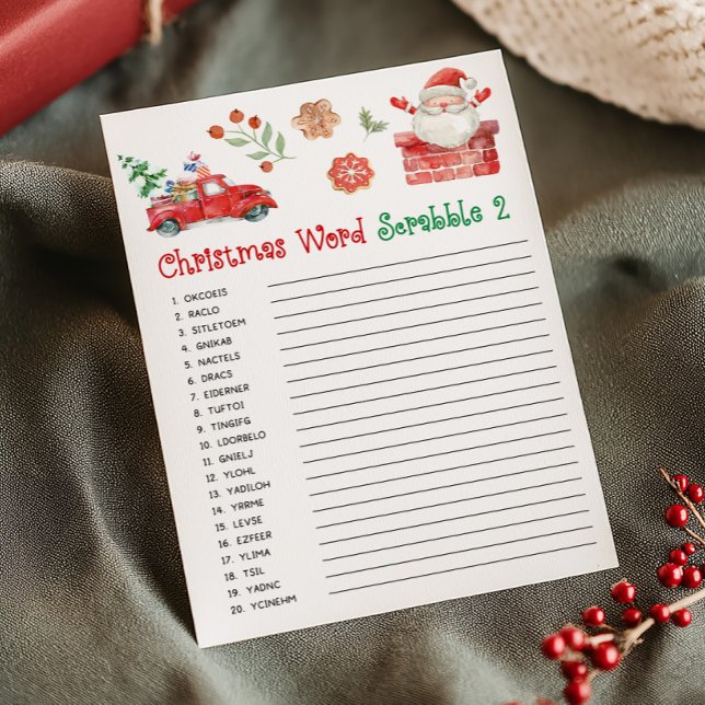 Cartes Pour Fêtes Annuelles Santa Christmas Word Scrabble Game (Christmas Party Games)
