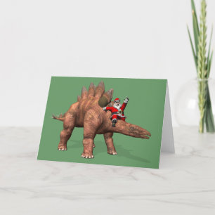 Cartes Pour Fêtes Annuelles Santa Claus À cheval Sur Stegosaurus