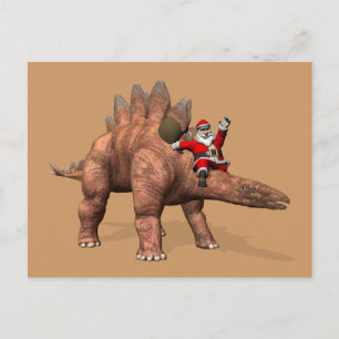 Cartes Pour Fêtes Annuelles Santa Claus À cheval Sur Stegosaurus