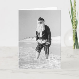 Cartes Pour Fêtes Annuelles Santa Claus à la Beach Card
