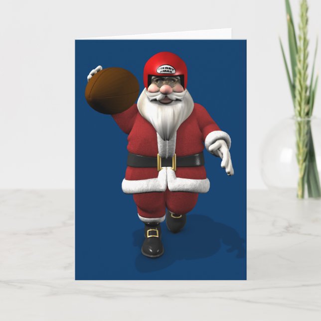 Cartes Pour Fêtes Annuelles Santa Claus American Football Player (Devant)