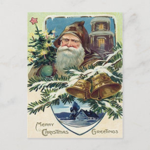 Cartes Pour Fêtes Annuelles Santa Claus Arbre de Noël Bell Star