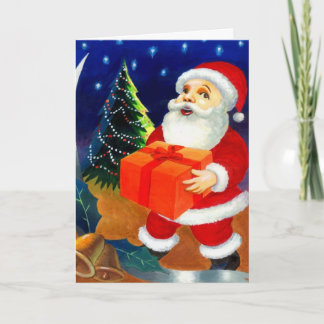 Cartes Pour Fêtes Annuelles Santa Claus Arbre de Noël Design cloches sonnantes