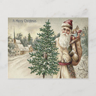 Cartes Pour Fêtes Annuelles Santa Claus Arbre de Noël Sack de l'église des jou