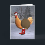 Cartes Pour Fêtes Annuelles Santa Claus au coq orange<br><div class="desc">le père noël a reçu une poule mignonne comme aide cette année - joyeusement en marchant avec des bottes rouges et casquette à travers la neige en hiver</div>