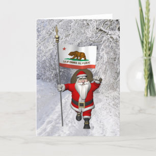 Cartes Pour Fêtes Annuelles Santa Claus Avec L'Enseigne De Californie