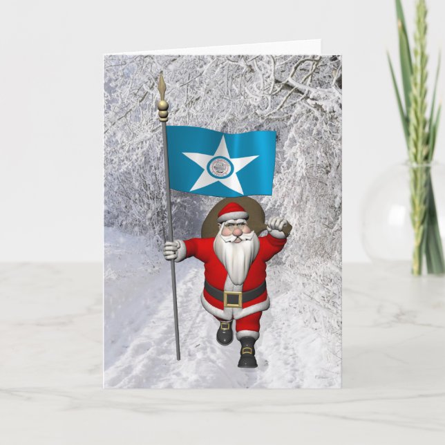 Cartes Pour Fêtes Annuelles Santa Claus Avec L'Enseigne De Houston TX (Devant)