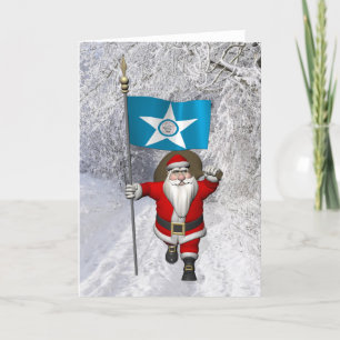 Cartes Pour Fêtes Annuelles Santa Claus Avec L'Enseigne De Houston TX
