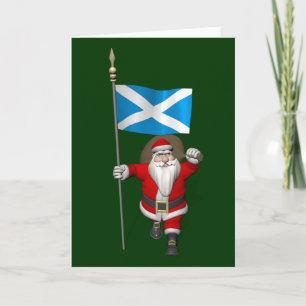 Cartes Pour Fêtes Annuelles Santa Claus Avec L'Enseigne De L'Ecosse