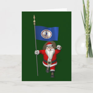 Cartes Pour Fêtes Annuelles Santa Claus Avec L'Ensigne De Virginie